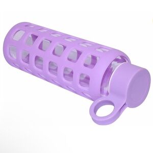 Lasting Charm Glass Water Bottle Reusable
BPA-Free Silicone Sleeve 12oz Lavender